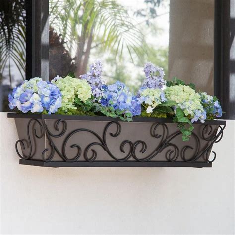 window planter boxes custom metal liner|metal wrought iron window boxes.